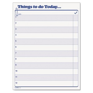 TOPS "Things To Do Today" Daily Agenda Pad 8 1/2 x 11 100 Forms 2170 - 1 of 2