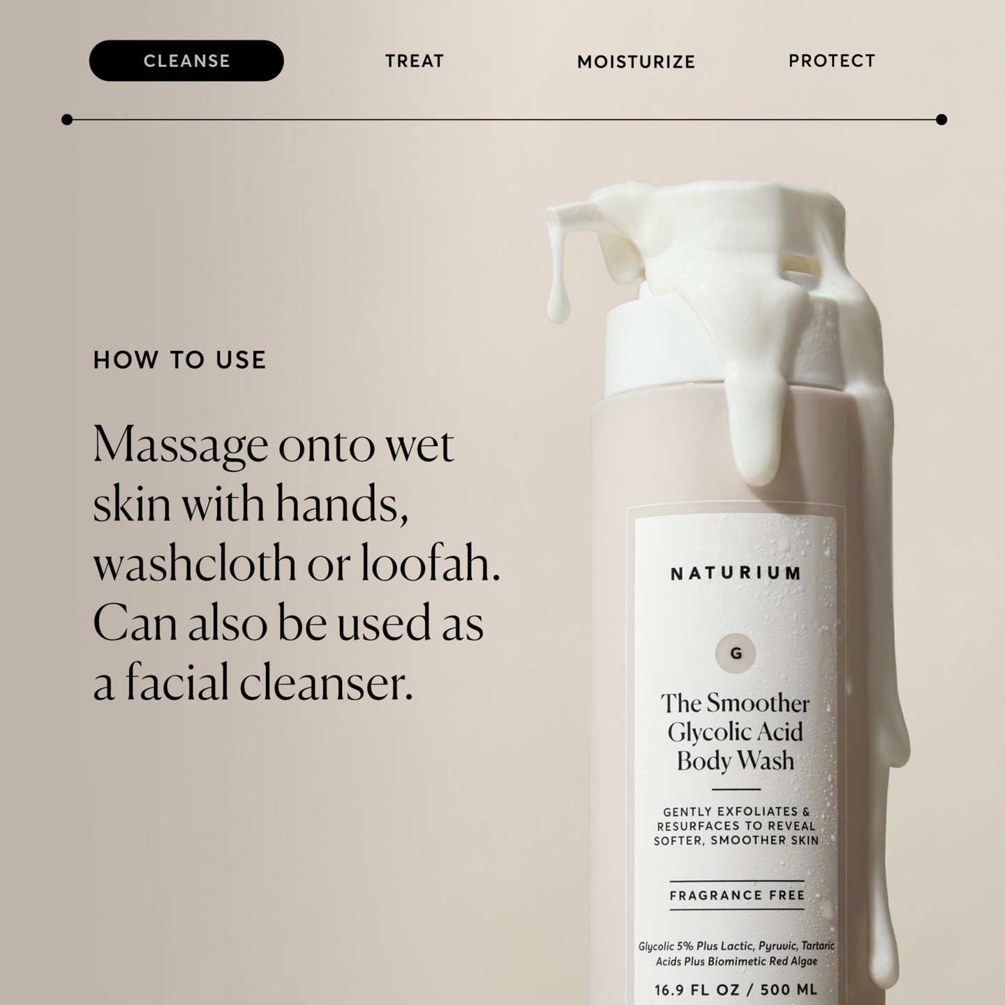 Отшелушивающий гель для душа с гликолевой кислотой Naturium The Smoother, 16.9 fl oz — фото 5