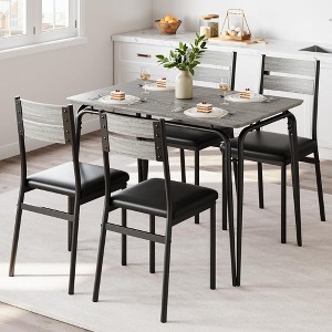 5-Piece Dining Set for 4 - Rectangular Table w/4 Upholstered Chairs, Dinette Set for Kitchen/Dining Room - 1 of 4