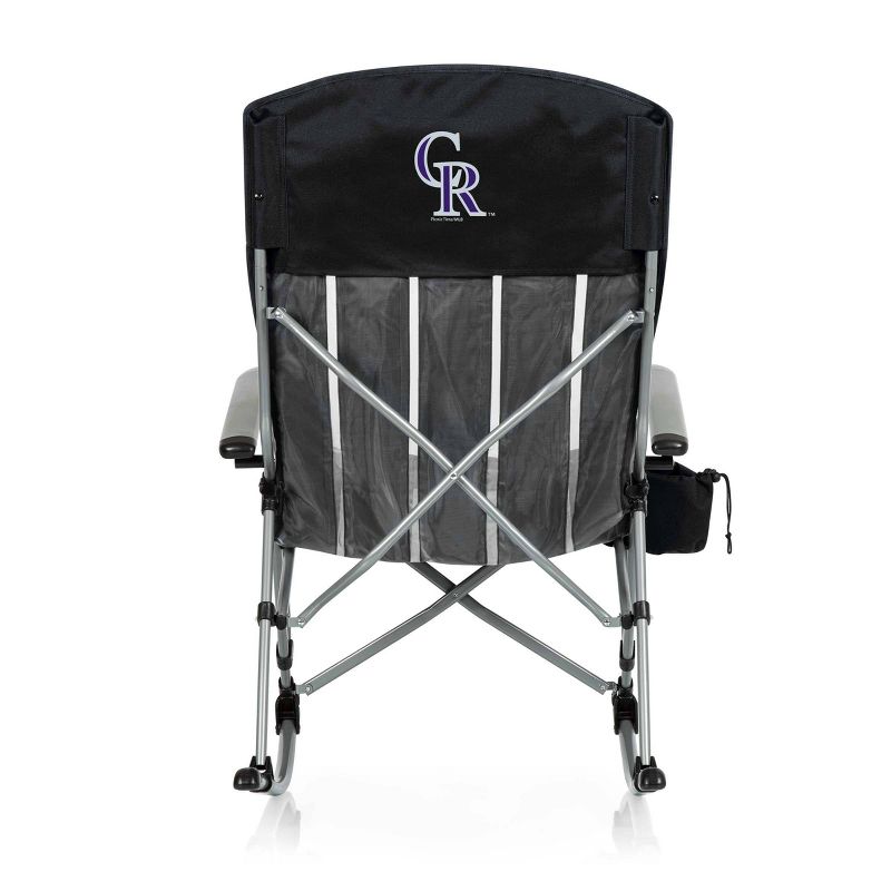 MLB Colorado Rockies Outdoor Rocking Camp Chair - Black, 3 of 7