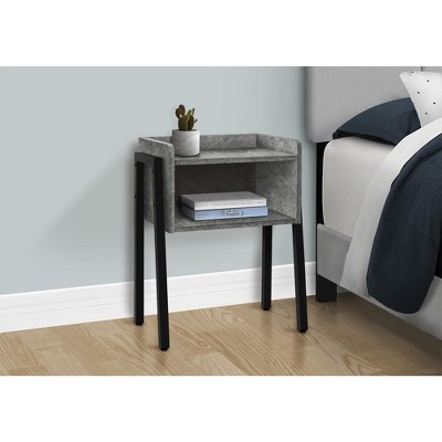 Vynxaria Contemporary 2-Tier Accent Table, Grey Laminate, Black Metal, 18.5" L x 11.75" W x 23.25" H