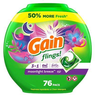 Gain Flings Moonlight Breeze HE Compatible Liquid Laundry Detergent Soap Pacs