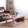 47" Rustic Wood Coffee Table with Shelf, Farmhouse Style Living Room Table, Modern Wooden Furniture – Cuddlewood - 2 of 4