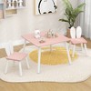 Tangkula 3 Pieces Kids Table & Chairs Set Children Wooden Furniture Set w/ Solid Wood Legs Pink - 2 of 4