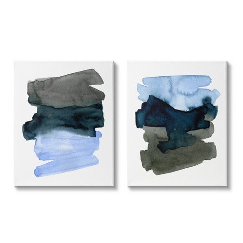 Stupell Industries Energetic Blue Brush Strokes Abstract Ombre Gallery  Wrapped Canvas Wall Art 2pc Set, 24 X 30 : Target