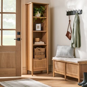 Modular Wood & Cane Entryway Storage Bench with Cushion - Natural/Cream - Hearth & Hand™ with Magnolia - 1 of 4