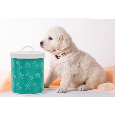 thumbnail image 2 of Amici Pet Marley 96oz Metal Treat Canister - Food Safe, Mint Green Lid With Silver Bone Knob, Rectangular Shape 2 of 13
