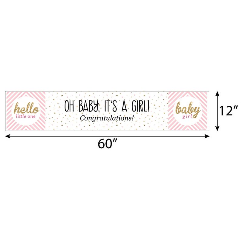 Big Dot of Happiness Hello Little One - Pink and Gold - Girl Baby Shower Decorations Party Banner, 2 of 7