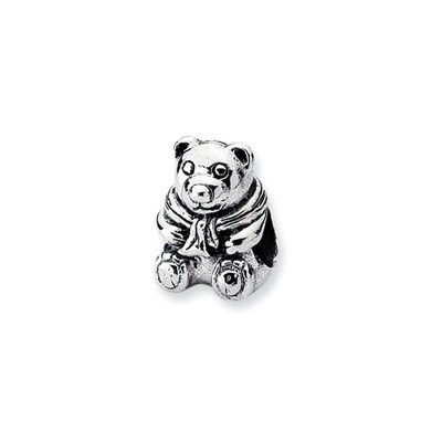 Black Bow Jewelry Sterling Silver Teddy Bear with Scarf Bead Charm