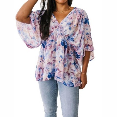 Women's Fabled in Floral Draped Peplum Top - Jodifl