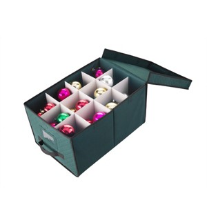 Hastings Home Ornament Storage Box Flip Top Organizer Cube with Compartments and Dividers - for Christmas Bulbs and Decorations - 1 of 4