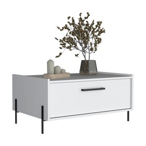 Vynxaria Coffee Table - 15.6"H White, 1 Storage Shelf, 4 Sturdy Legs, Durable Engineered Wood, FSC/TSCA/CARB Compliant for Small Spaces - 1 of 4