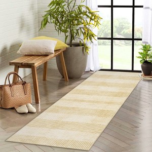 Rug for Living Room Washable Area Rug Non Slip Modern Striped Boy Room Rug Geometric Low Pile Soft Carpet for Nursery - 1 of 4