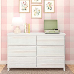 Max & Lily 6 Drawer Dresser, Storage Drawers Farmhouse Solid Wood Bedroom Dressers - 1 of 4