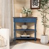 Vynxaria Coffee Tables: Navy Blue and Espresso Triangle Corner Table for Small Spaces - 4 of 4