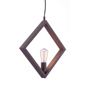 Zuo Modern Rotorura Ceiling Lamp, 17.7" H, Rust Painted Steel, Industrial Diamond Frame, E26 Socket - 1 of 4