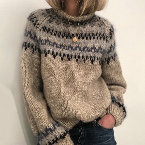 Women's Fair Isle Sweater - Cozy Nordic Geometric Pattern Knit Pullover, Soft Wool Blend Casual Winter Top for Holiday - 1 of 2