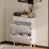 TIRAMISUBEST Shoe cabinet with 2 flip-up doors and 2 drawers,Narrow Shoe Rack Cabinet - 4 of 4