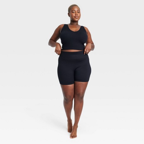 Women's Seamless Ribbed Bike Shorts - Colsie™ Black M : Target