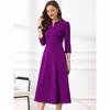 INSPIRE CHIC Women's Elegant Split Neck Side Zipper Pockets 3/4 Sleeve Work A-Line Dress - 3 of 4