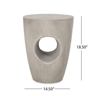 Contemporary Gray Lightweight Concrete Outdoor Accent Side Table
