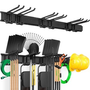 VEVOR Garage Tool Organizer, 800 lbs Max Load Capacity, Wall Mount Yard Garden Storage Rack Organization Heavy Duty with 6 Adjustable Hooks, 3 Rails - 1 of 4