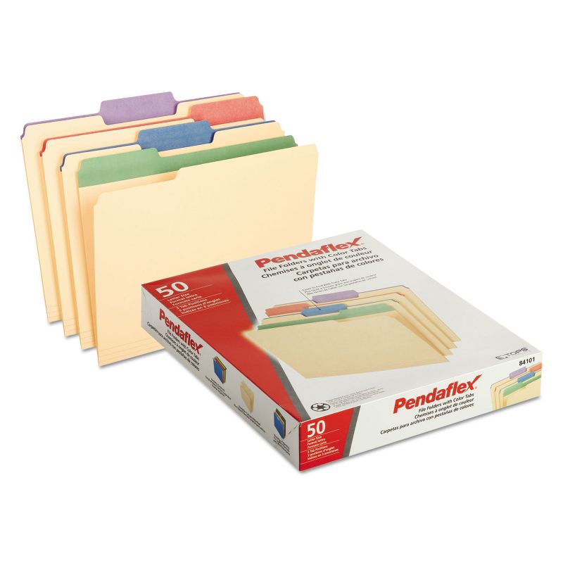 Pendaflex Color Tab File Folders 1/3 Cut 3/4" Exp. Letter 50/BX 84101, 2 of 8