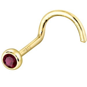 Jewelry Avalanche 22G 14K Gold Bezel-set Ruby Nose Screw Nose Stud - 1 of 3