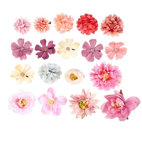 Unique Bargains Women's Fake Flowers Hair Clips Purple Pink 18 Pcs : Target