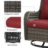 POCASSY Gray Wicker Swivel Rocking Chairs, 2 Piece Oversized Rocker Patio Chairs Set Rattan Glider Chairs for Outdoor Porch Deck Backyard - 4 of 4