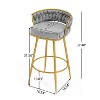 CAVINAS 31.5"Luxury Swivel Bar Stool Counter Height,Set of 2,Barstools with Gold Metal Legs&Hand Woven Back,Chic Counter Stools - 4 of 4