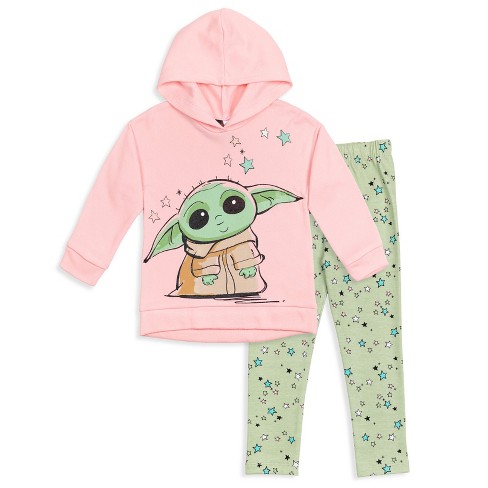 Star Wars The Mandalorian The Child Toddler Girls Pullover Fleece Hoodie  and Leggings Outfit Set Pink/Green 2T