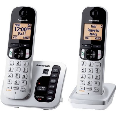Panasonic DECT 6.0 Plus Cordless Phone System (KX-TGC222S) with Answering Machine - Silver