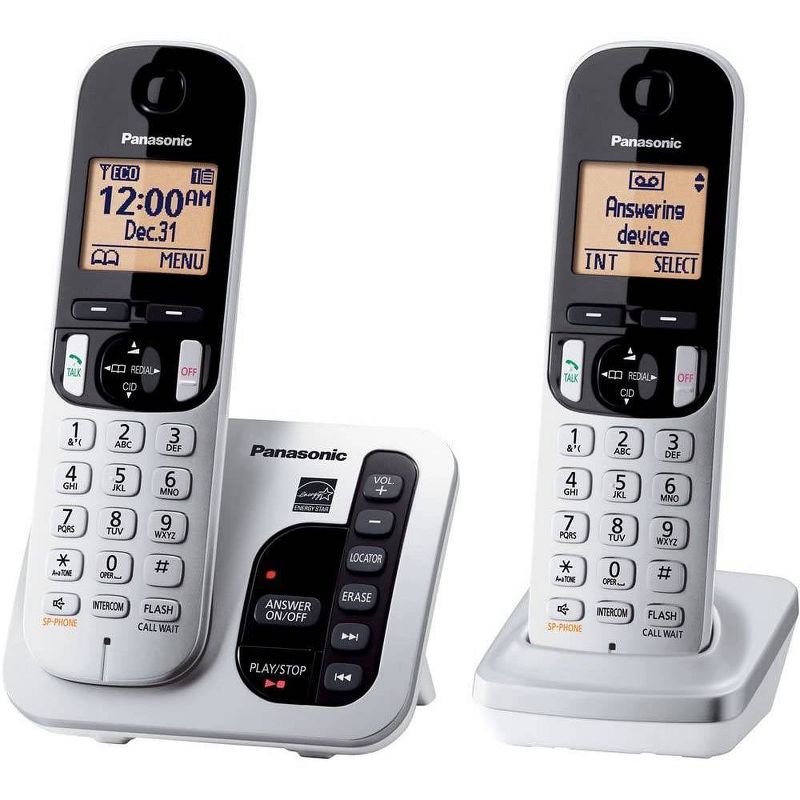 Panasonic DECT 6.0 Plus Cordless Phone System (KX-TGC222S) with Answering Machine - Silver, 1 of 4