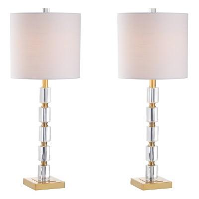 (Set of 2) 28.5" Crystal Claire Table Lamps (Includes LED Light Bulb) Clear/Brass - JONATHAN  Y
