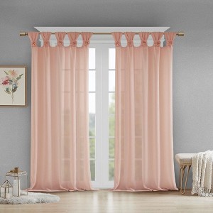 Floral Embellished Cuff Tab Top Solid Curtain Panel(Only 1 Pc Panel) - 1 of 4