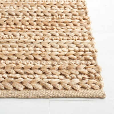 Natural Beige Handwoven Cotton and Jute Area Rug, 5' x 8'