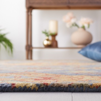 Handmade Blue Wool Tufted Rectangular Area Rug 5' x 8'
