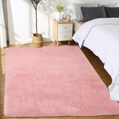 Shaggy Area Rug Super Soft Fluffy Plush Carpet, 6' x 9' Pale Pink