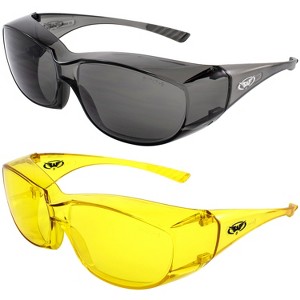 2 Pairs of Global Vision Eyewear Oversite Safety Motorcycle Glasses with Smoke, Yellow Lenses - 1 of 4
