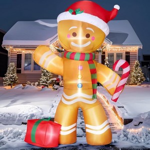 Paaaawaters 8 FT Christmas Inflatables Gingerbread Man with Candy Cane, Christmas Blow Ups - 1 of 4