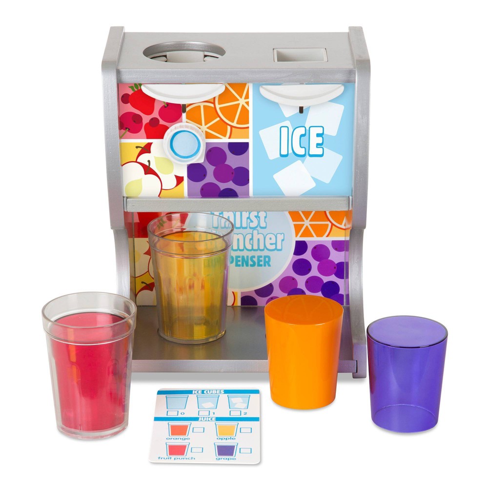 Photos - Role Playing Toy Melissa&Doug Melissa & Doug Thirst Quencher Wooden Drink Dispenser Pretend Play Set With Cups, Juice Inserts, Ice Cubes 