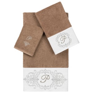 Linum Home Textiles 100% Turkish Cotton MONICA 3PC Embellished Towel Set - 1 of 4