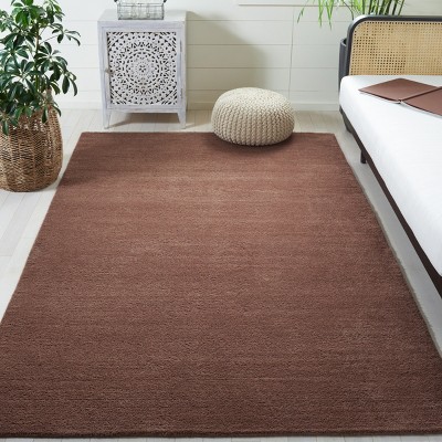 Handmade Tufted Black Shag Wool Round Rug - Easy Care 72"