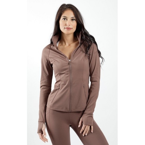 90 Degree By Reflex - Women's Lux Slim Fit Track Jacket - Mocha - XL