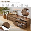 LOVSON Modern TV Stand with 4 Drawers, Tempered Glass, Built-in Charging Port and LED Background Lighting, For Living Room, Bedroom, Walnut - 4 of 4