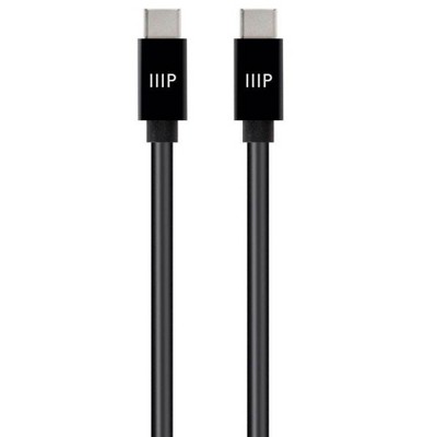Monoprice Charge and Sync Type-C to Type-C Cable - 10 Feet - Black, USB 2.0, TPE Jacket, Up to 5A/100W, Fast Charging - Select Series