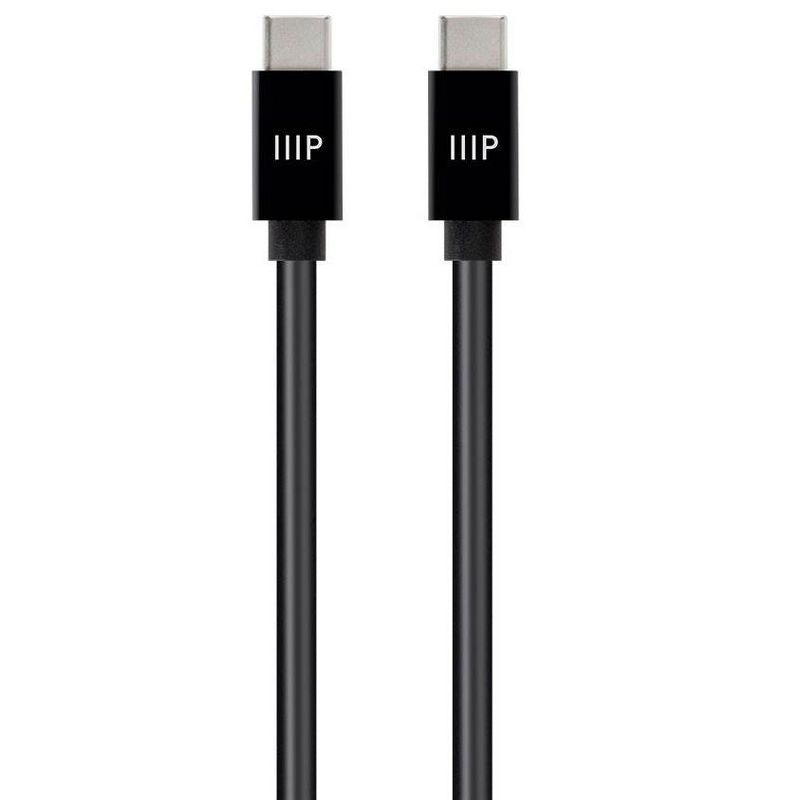 Monoprice TPE Jacketed USB C to USB C 2.0 Cable - 6 Feet - Black | Fast Charging, High Speed, Up to 5A/100W, Type C, Compatible with iPad / Samsung, 1 of 5
