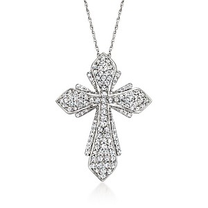 Ross-Simons 1.00 ct. t.w. Diamond Cross Pendant Necklace in Sterling Silver - 1 of 3