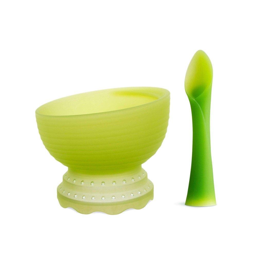 Photos - Glass Olababy Advanced Training Set with Silicone Steam Bowl & Training Spoon: BPA-Free, Solid Pattern 